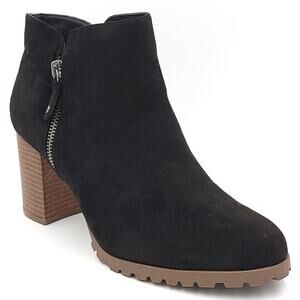 Style & Co Women Block Heel Ankle Booties Idee Size US 10M Black Faux Suede